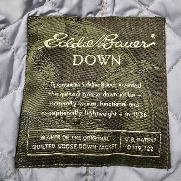 Eddie Bauer Tan Quilted Goose Down Jacket Sz XL - Picture 12 of 12